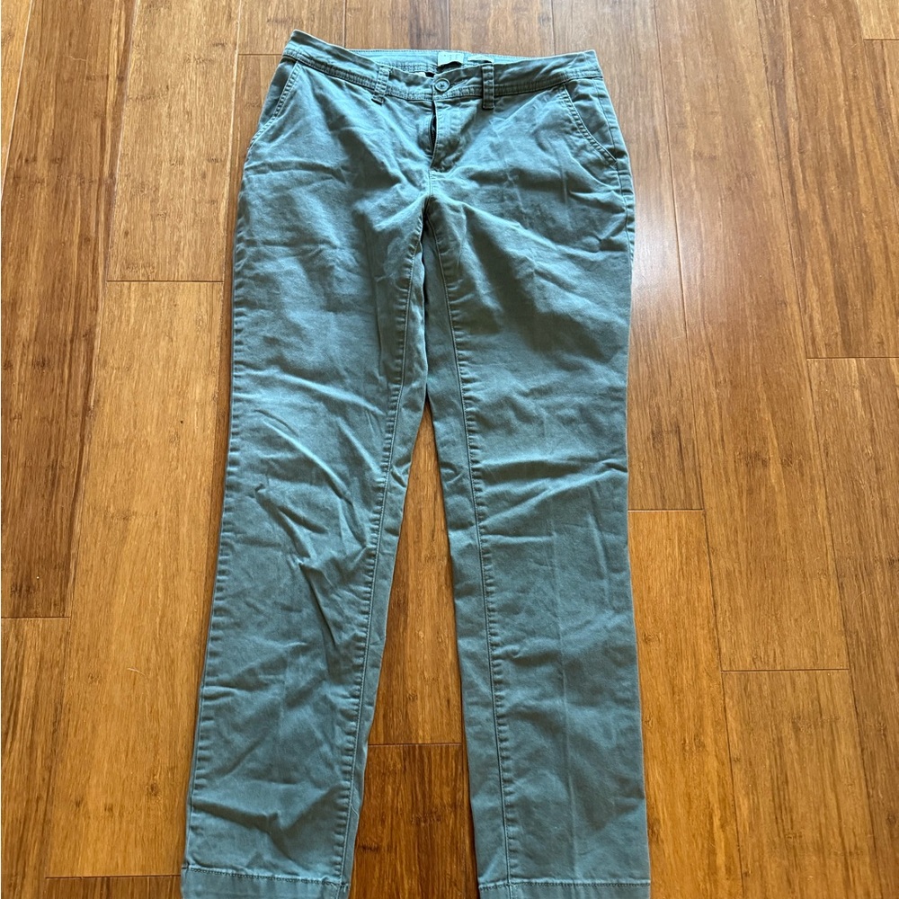 Green Chinos Cotton Straight Leg
